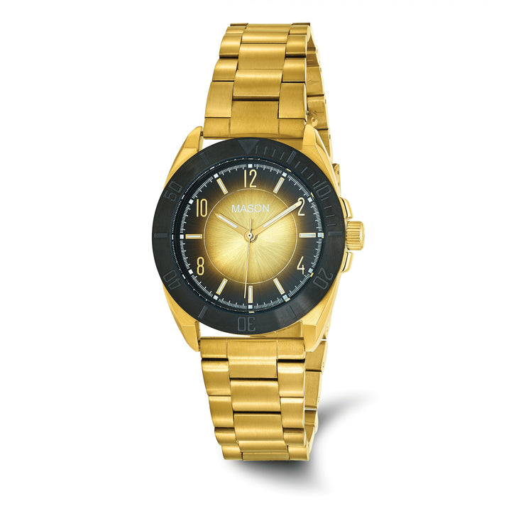 Mason Sales Men's Yellow IP Quartz Gold Dial Watch