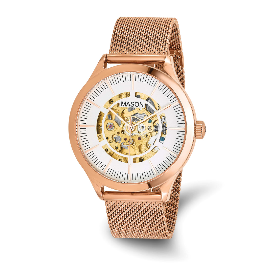 Mason Sales Rose Gold-Plated Automatic White Dial Watch