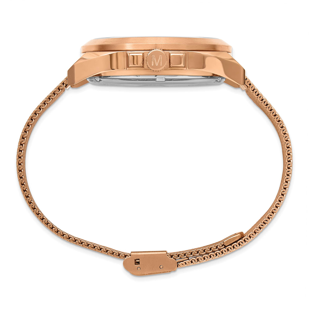Mason Sales Rose Gold-Plated Skeleton Automatic Mesh Band Black Dial W