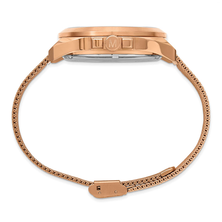 Mason Sales Rose Gold-Plated Skeleton Automatic Mesh Band Black Dial W