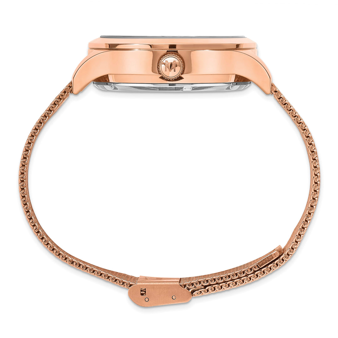 Mason Sales Rose Gold-Plated Skeleton Automatic Mesh Band White Dial W