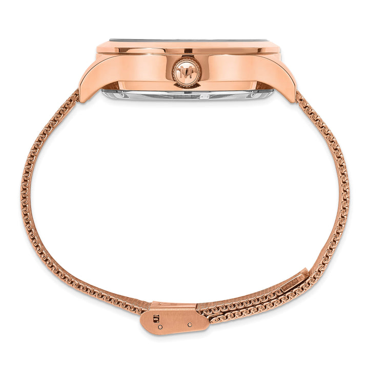 Mason Sales Rose Gold-Plated Skeleton Automatic Mesh Band White Dial W