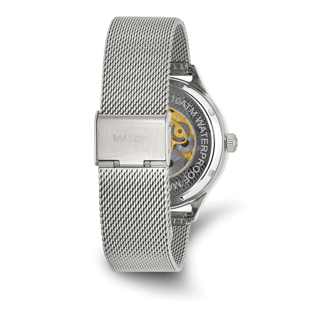 Mason Sales Skeleton Automatic Mesh Band White Dial Watch