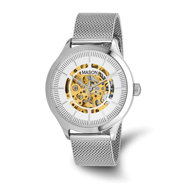 Mason Sales Skeleton Automatic Mesh Band White Dial Watch