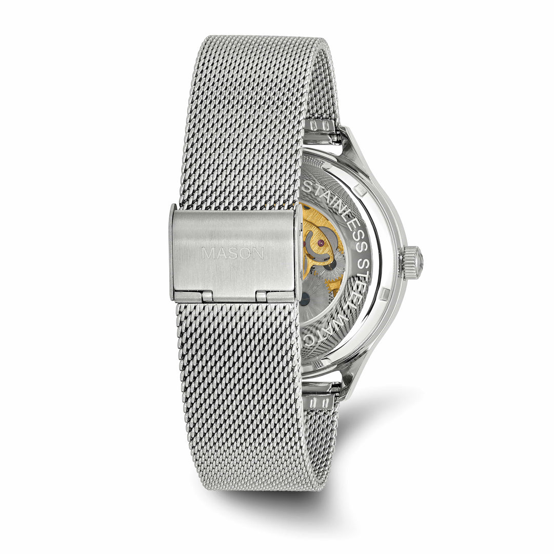 Mason Sales Skeleton Automatic Mesh Band White Dial Watch