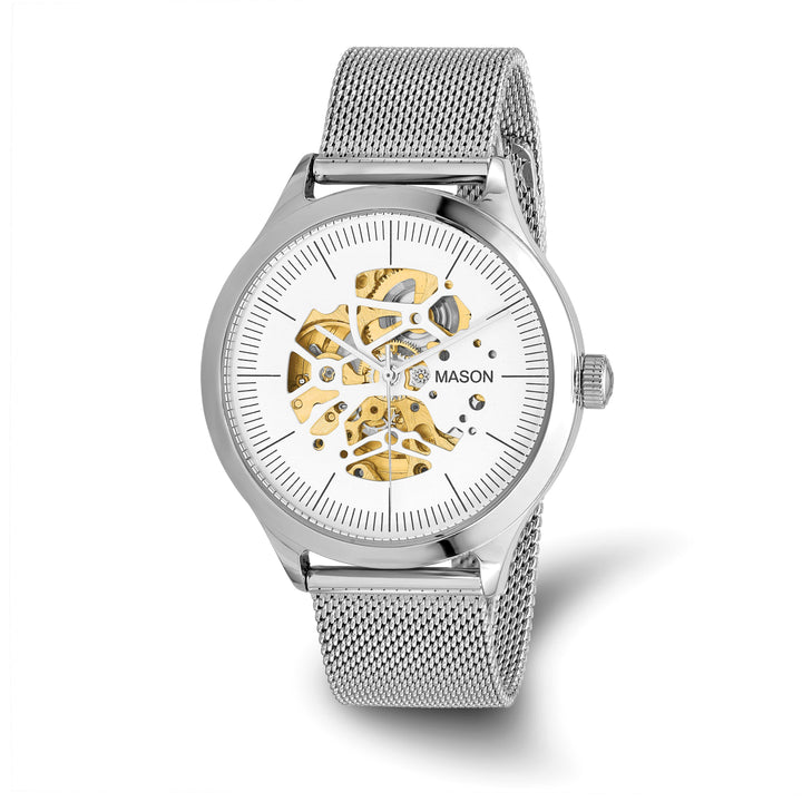 Mason Sales Skeleton Automatic Mesh Band White Dial Watch