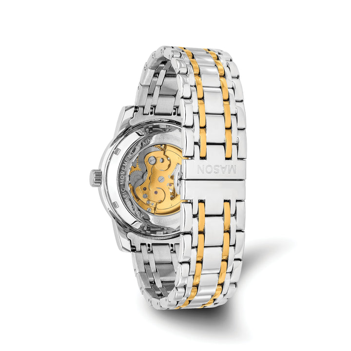 Mason Sales Two-Tone Skeleton Automatic Black Dial Watch