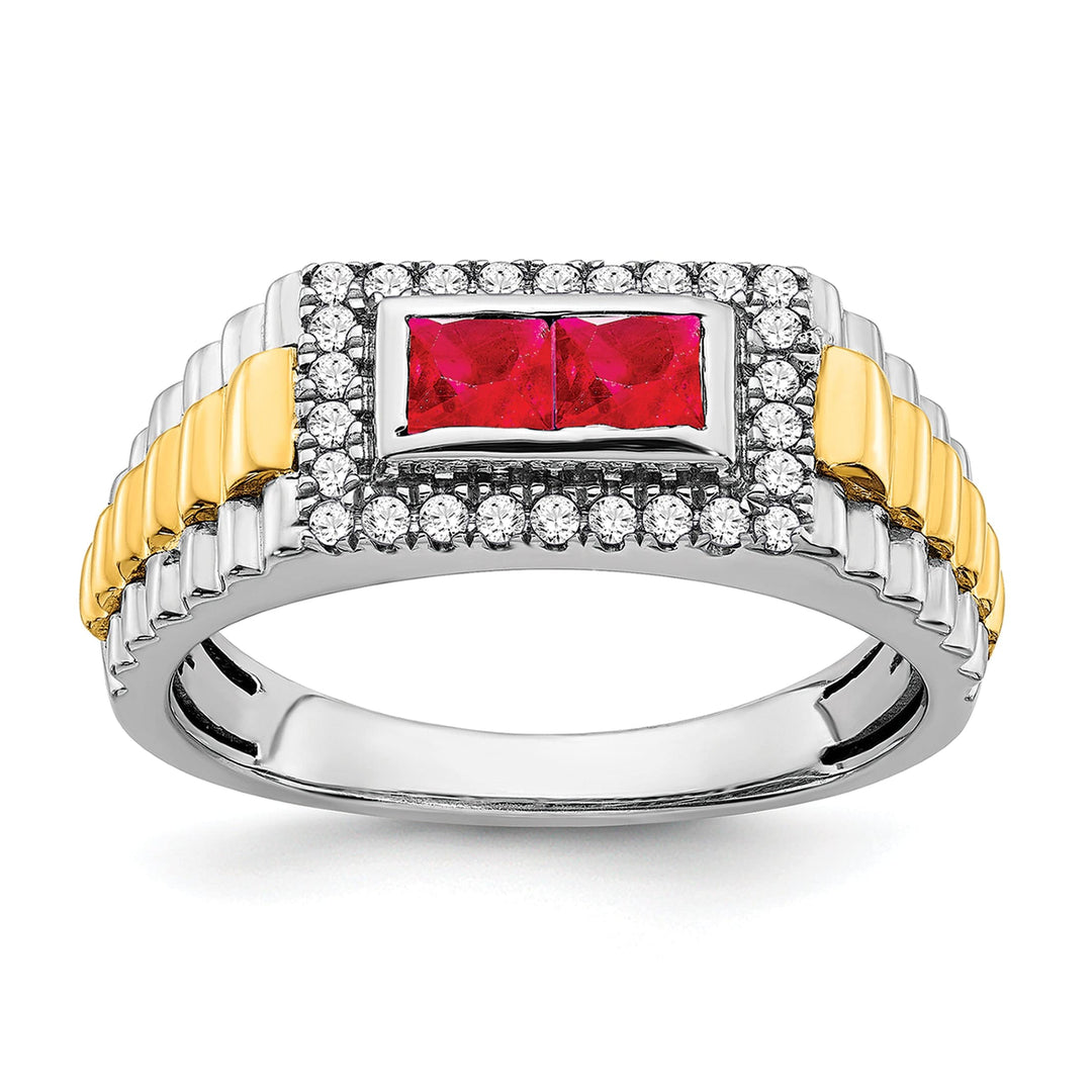 Lovely Rita's Men's Gemstones & Diamond Rings 14k Two-tone gold Ruby and Diamond Mens Ring