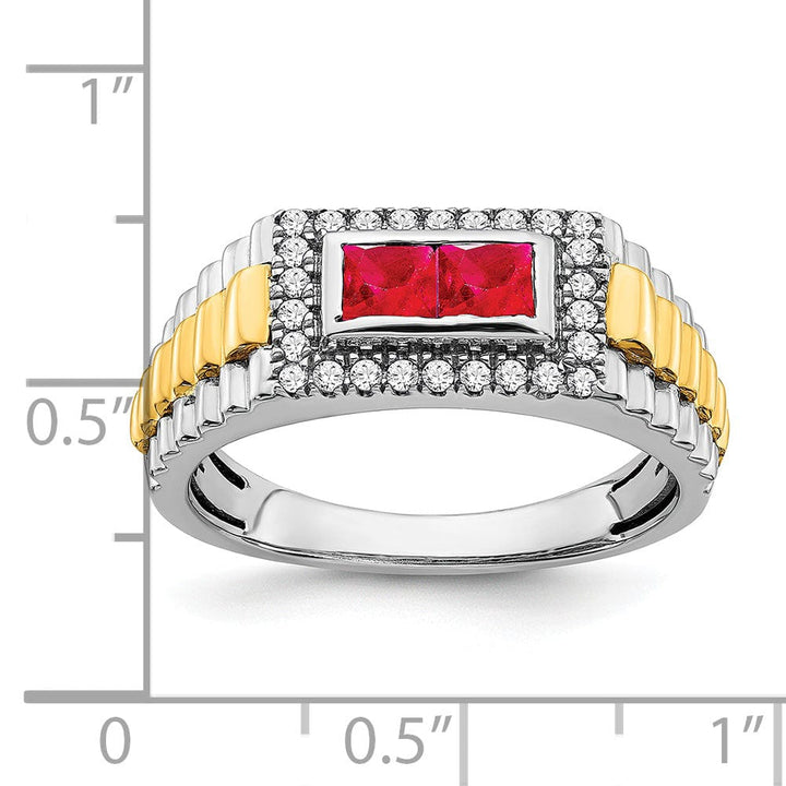 Lovely Rita's Men's Gemstones & Diamond Rings 14k Two-tone gold Ruby and Diamond Mens Ring