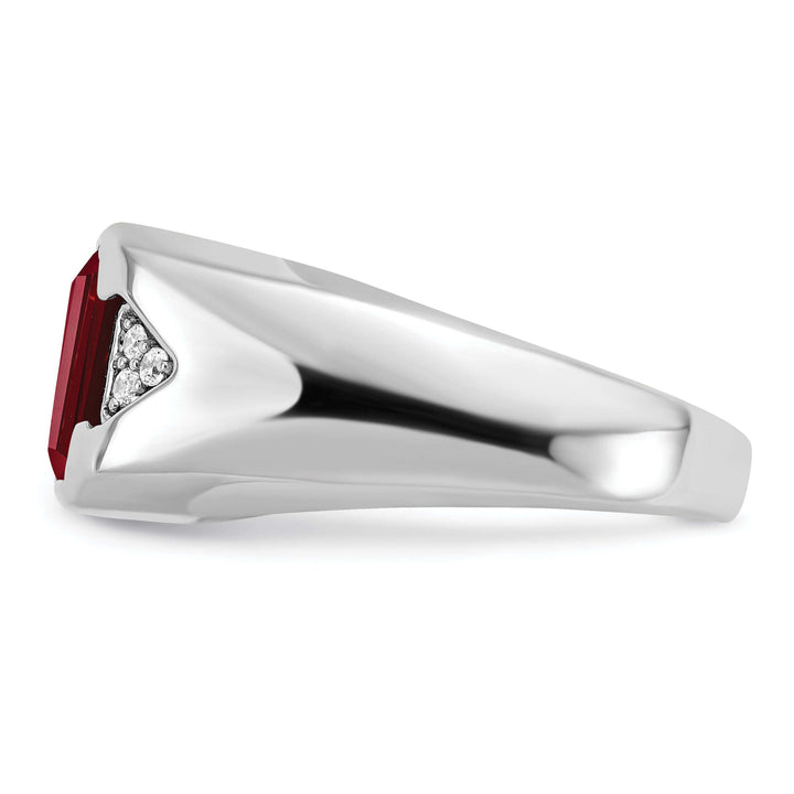 Lovely Rita's Men's Gemstones & Diamond Rings 14k White Gold Emerald-cut Created Ruby and Diamond Mens Ring….