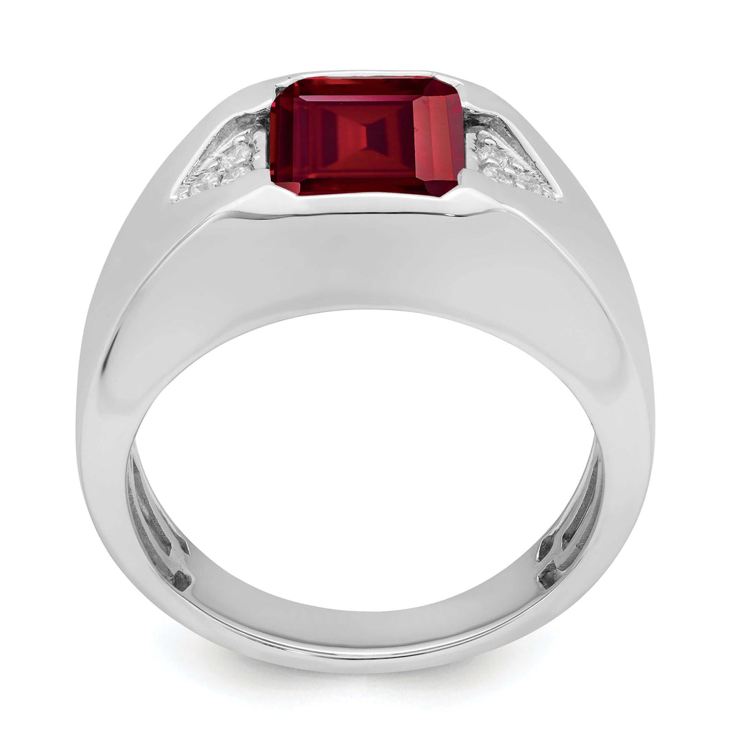 Lovely Rita's Men's Gemstones & Diamond Rings 14k White Gold Emerald-cut Created Ruby and Diamond Mens Ring….