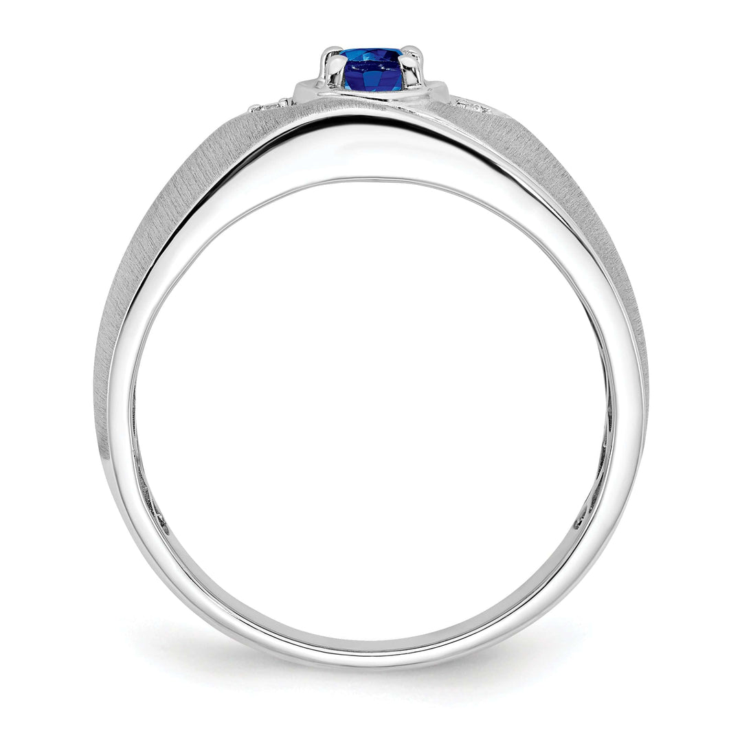 Lovely Rita's Men's Gemstones & Diamond Rings 14k White Gold Oval Sapphire and Diamond Mens Ring