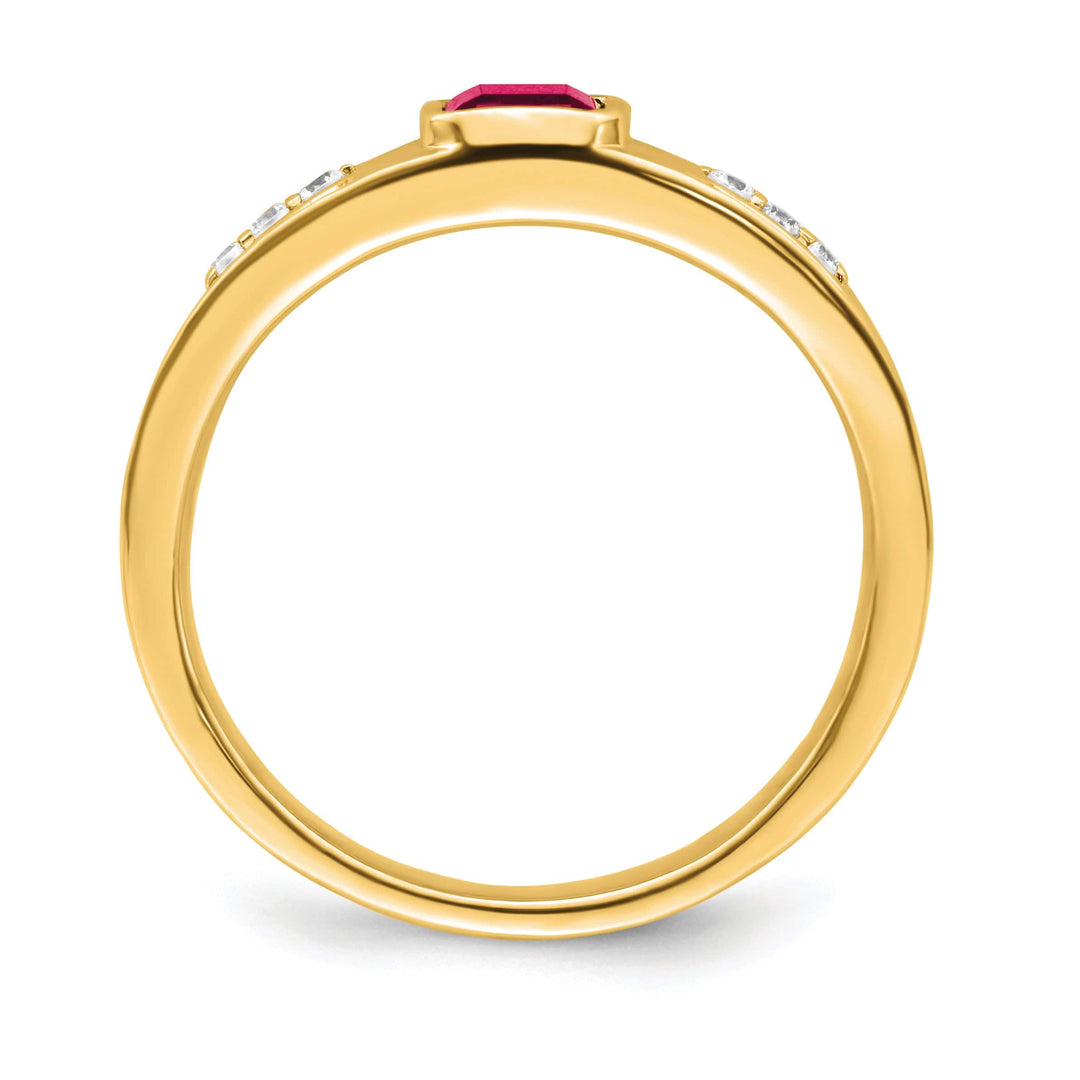 Lovely Rita's Men's Gemstones & Diamond Rings 14k Yellow Gold Created Ruby and Diamond Men's Ring.