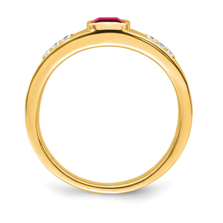 Lovely Rita's Men's Gemstones & Diamond Rings 14k Yellow Gold Created Ruby and Diamond Men's Ring.