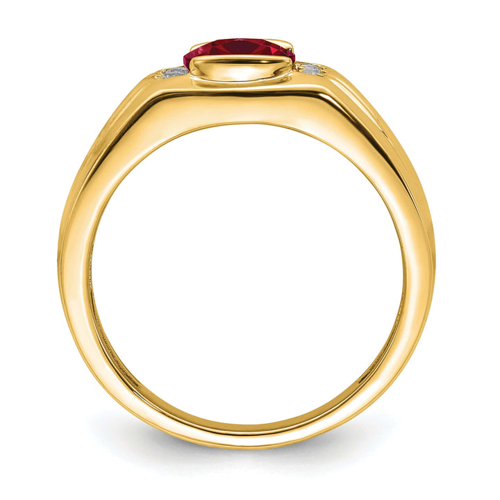 Lovely Rita's Men's Gemstones & Diamond Rings 14k Yellow Gold Cushion  Ruby Diamond Mens Ring.