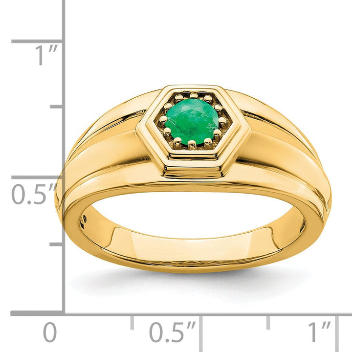Lovely Rita's Men's Gemstones & Diamond Rings 14k Yellow Gold Emerald Mens Ring
