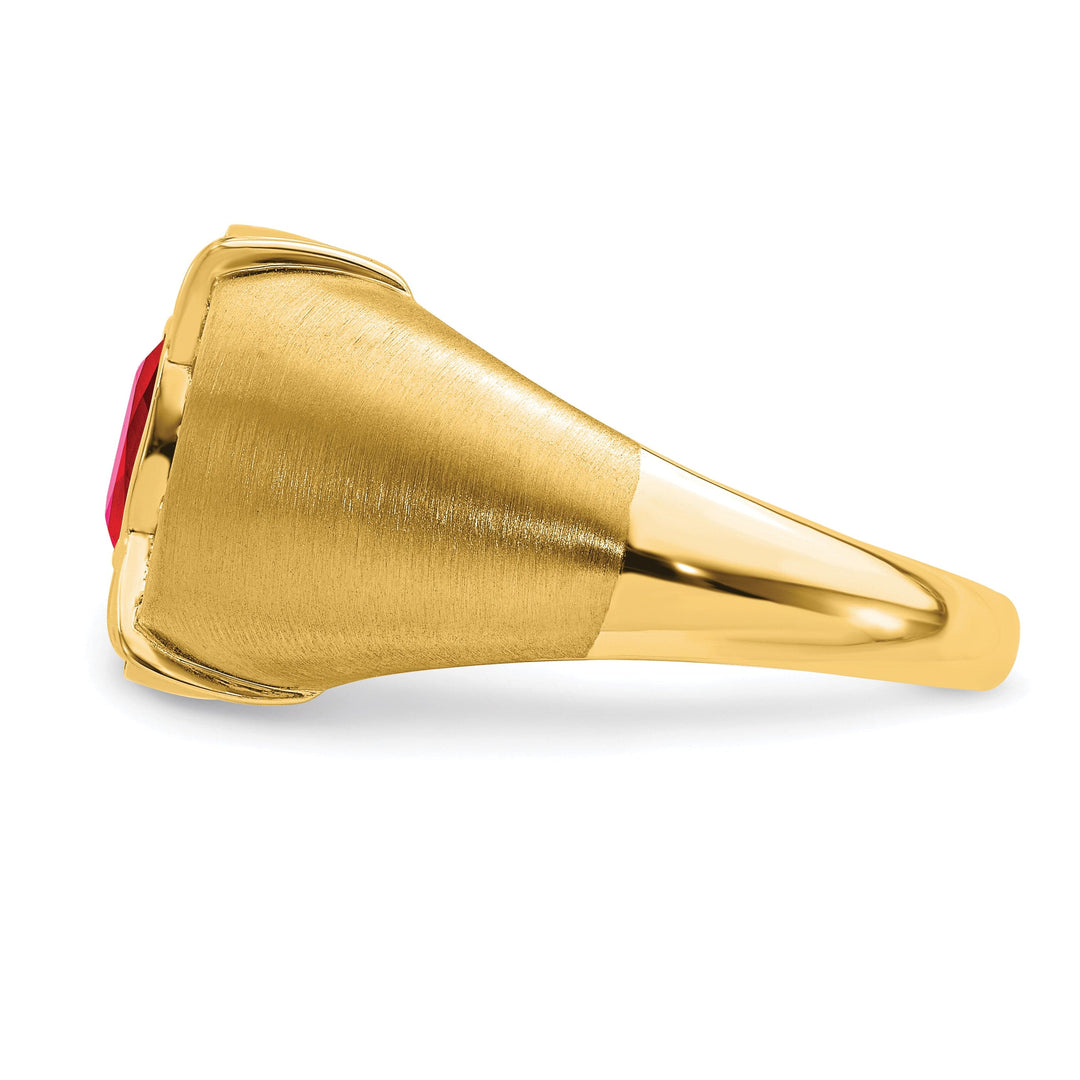 Lovely Rita's Men's Gemstones & Diamond Rings 14k Yellow Gold Ruby and Diamond Mens Ring