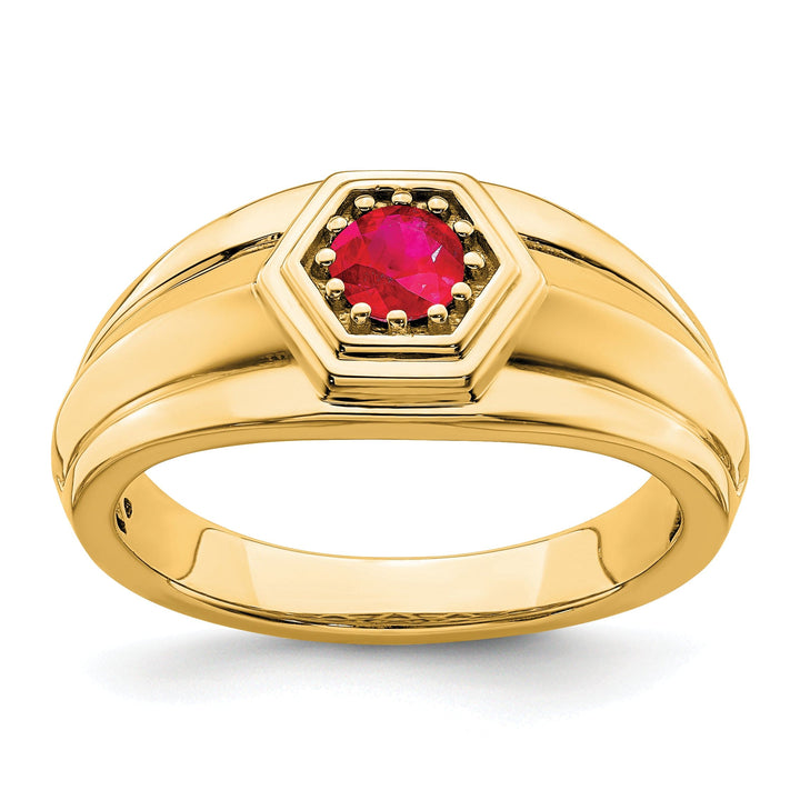 Lovely Rita's Men's Gemstones & Diamond Rings 14k Yellow Gold Ruby Mens Ring