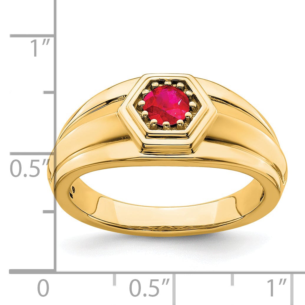 Lovely Rita's Men's Gemstones & Diamond Rings 14k Yellow Gold Ruby Mens Ring