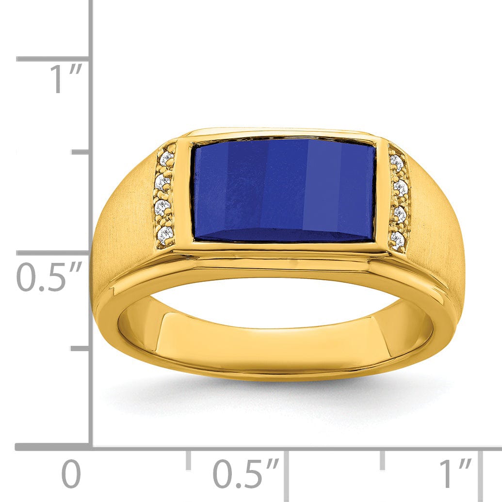 Lovely Rita's Men's Gemstones & Diamond Rings 14k Yellow Gold Sapphire and Diamond Men's Ring