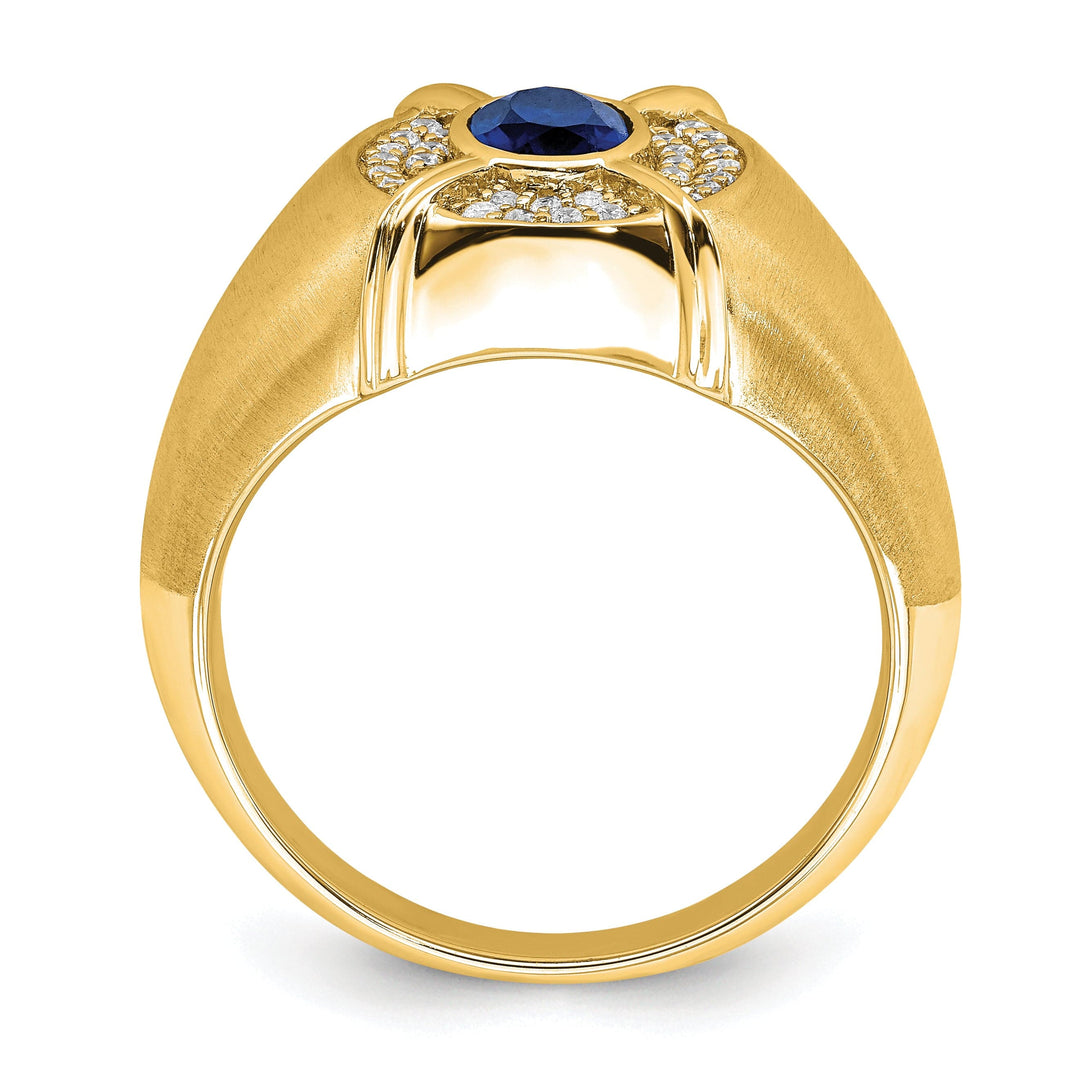 Lovely Rita's Men's Gemstones & Diamond Rings 14k Yellow Gold Sapphire and Diamond Men's Ring