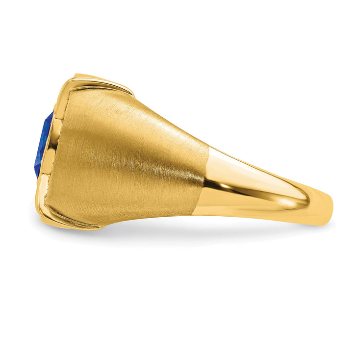 Lovely Rita's Men's Gemstones & Diamond Rings 14k Yellow Gold Sapphire and Diamond Men's Ring