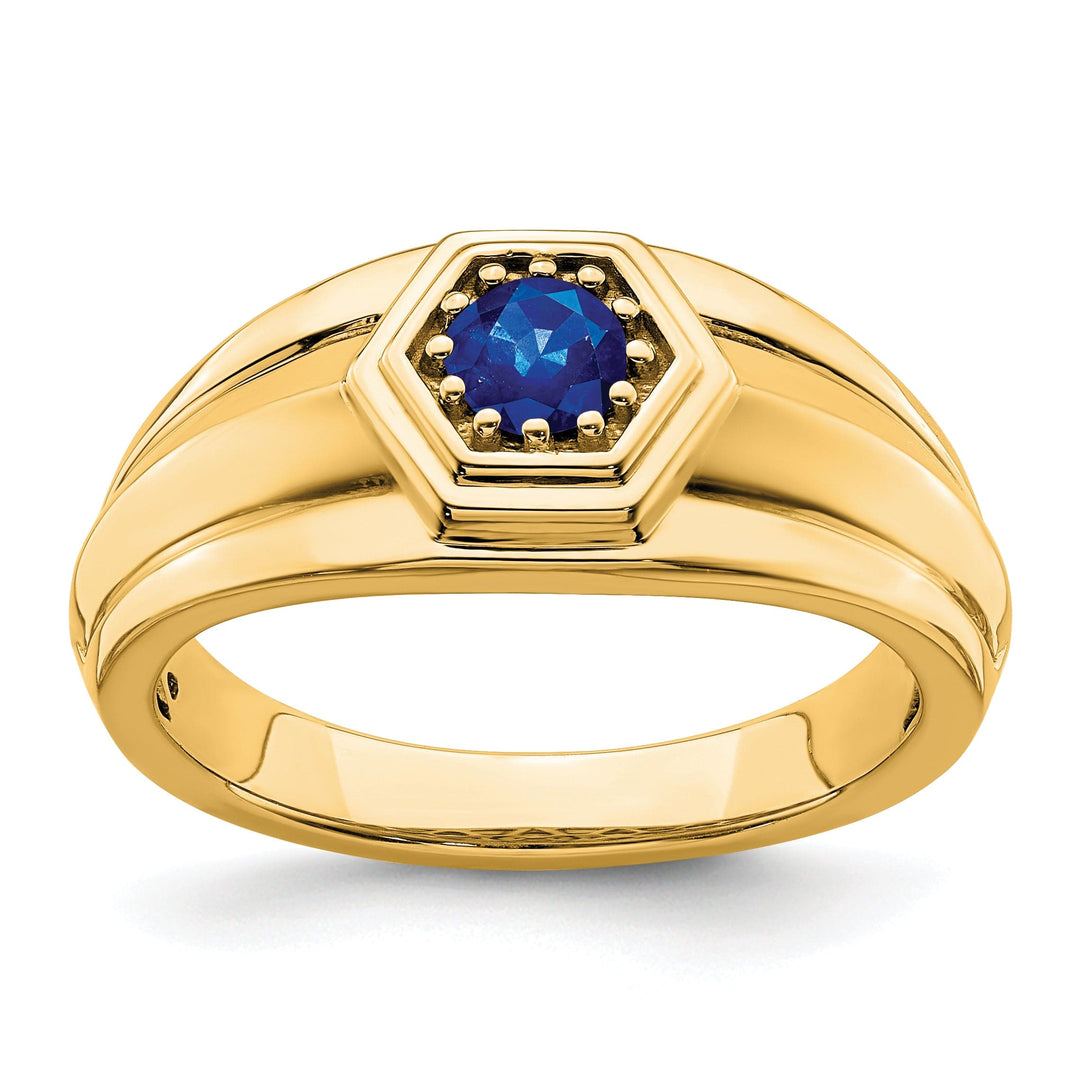 Lovely Rita's Men's Gemstones & Diamond Rings 14k Yellow Gold Sapphire Mens Ring