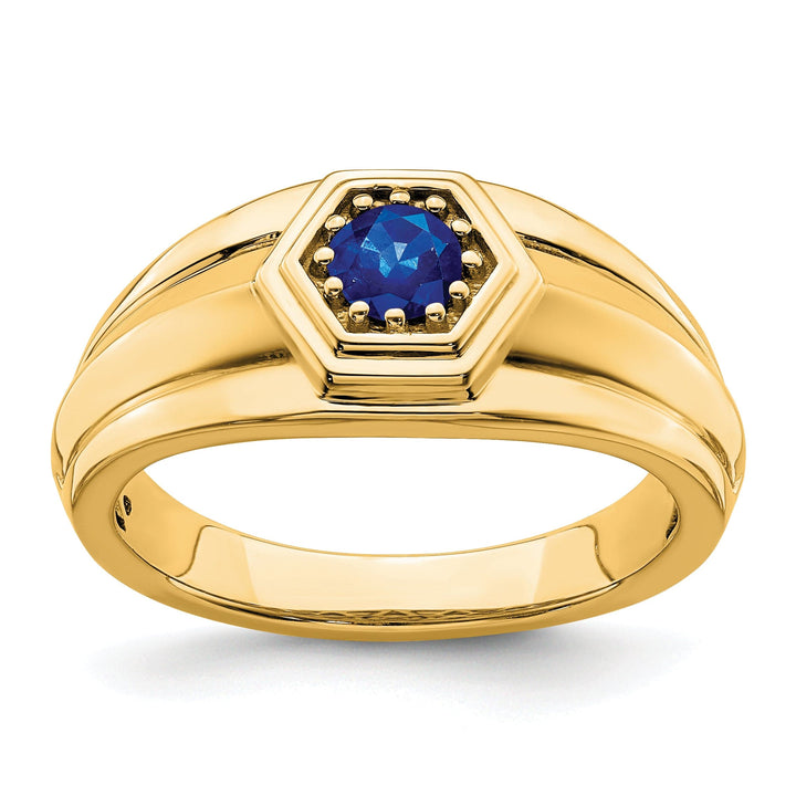 Lovely Rita's Men's Gemstones & Diamond Rings 14k Yellow Gold Sapphire Mens Ring