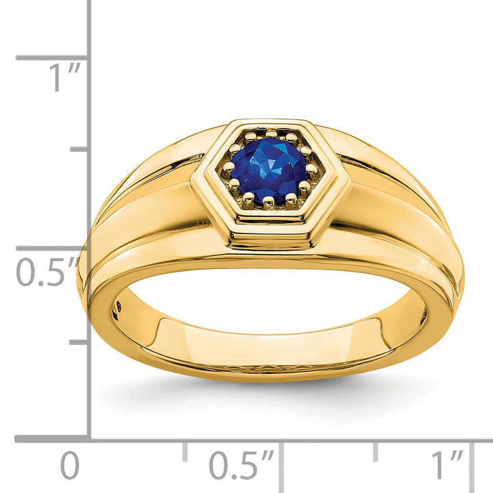 Lovely Rita's Men's Gemstones & Diamond Rings 14k Yellow Gold Sapphire Mens Ring