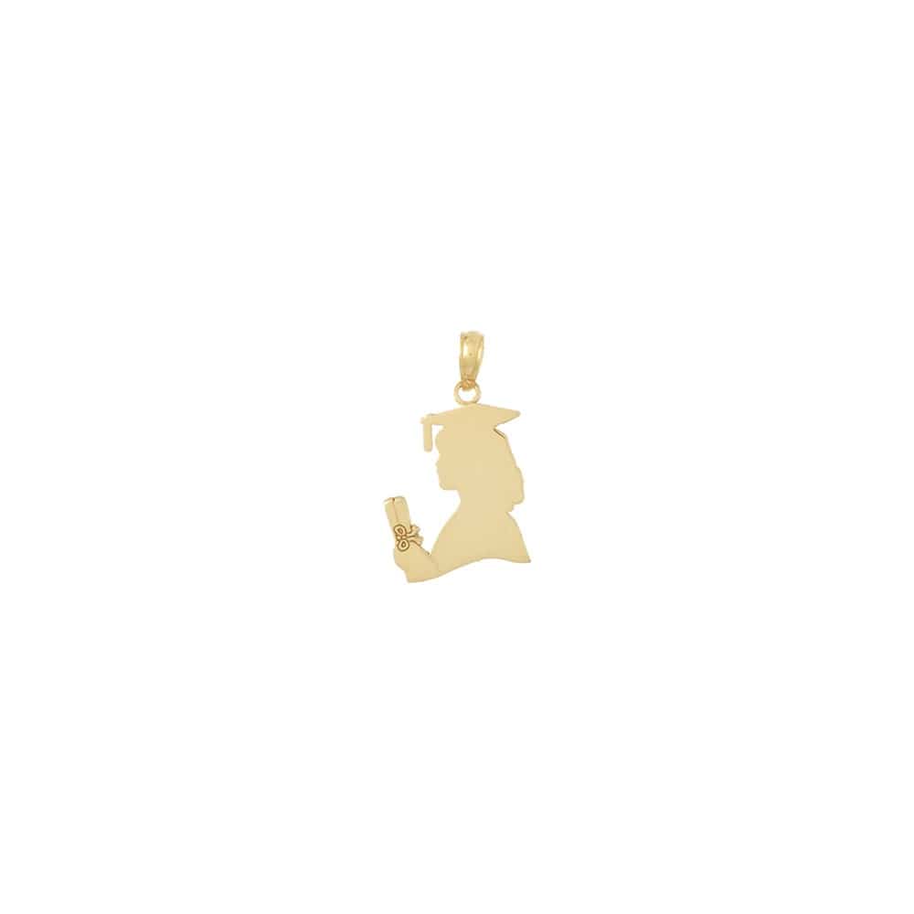 10K Yellow Gold Solid Polished Medium Female Graduation Profile Charm