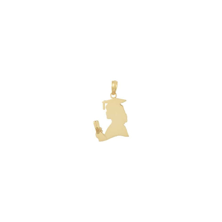 10K Yellow Gold Solid Polished Medium Female Graduation Profile Charm