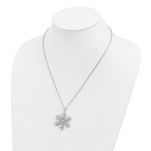 Lovely Rita's Necklaces Sterling Silver Cubic Zirconia Snow Flake Design Necklace