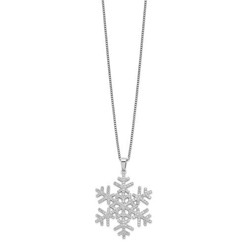 Lovely Rita's Necklaces Sterling Silver Cubic Zirconia Snow Flake Design Necklace