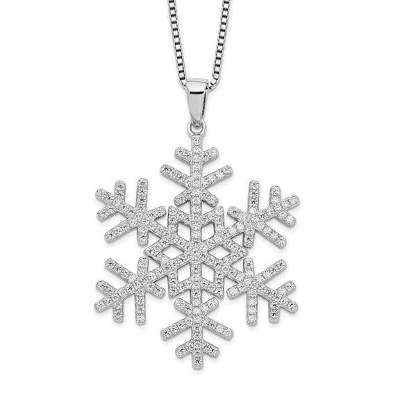 Lovely Rita's Necklaces Sterling Silver Cubic Zirconia Snow Flake Design Necklace