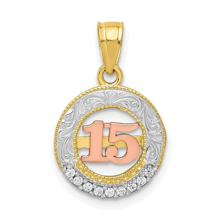 Lovely Rita's Pendants & Charms 10k Two Tone Gold Anos 15 Birthday Pendant