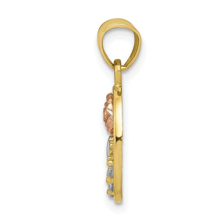 Lovely Rita's Pendants & Charms 10K Two Tone Gold C.Z Rose Charm Pendant
