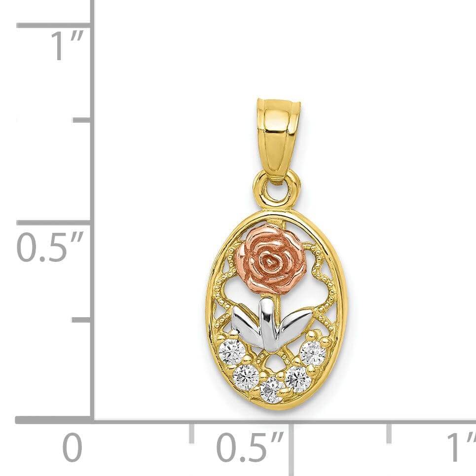 Lovely Rita's Pendants & Charms 10K Two Tone Gold C.Z Rose Charm Pendant