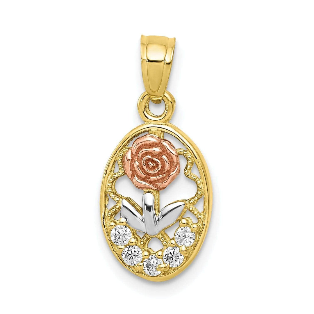 Lovely Rita's Pendants & Charms 10K Two Tone Gold C.Z Rose Charm Pendant