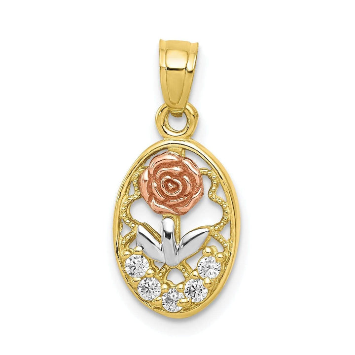 Lovely Rita's Pendants & Charms 10K Two Tone Gold C.Z Rose Charm Pendant