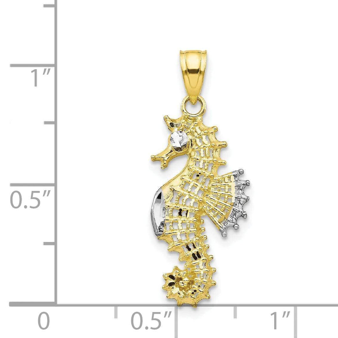 Lovely Rita's Pendants & Charms 10k Two Tone Gold Concave Seahorse Pendant