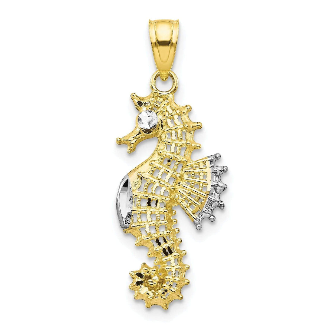 Lovely Rita's Pendants & Charms 10k Two Tone Gold Concave Seahorse Pendant
