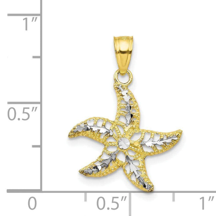 Lovely Rita's Pendants & Charms 10k Two Tone Gold Concave Shape Starfish Design Pendant