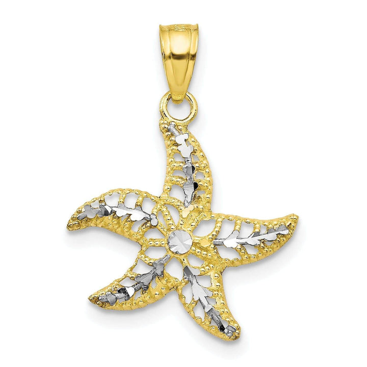 Lovely Rita's Pendants & Charms 10k Two Tone Gold Concave Shape Starfish Design Pendant