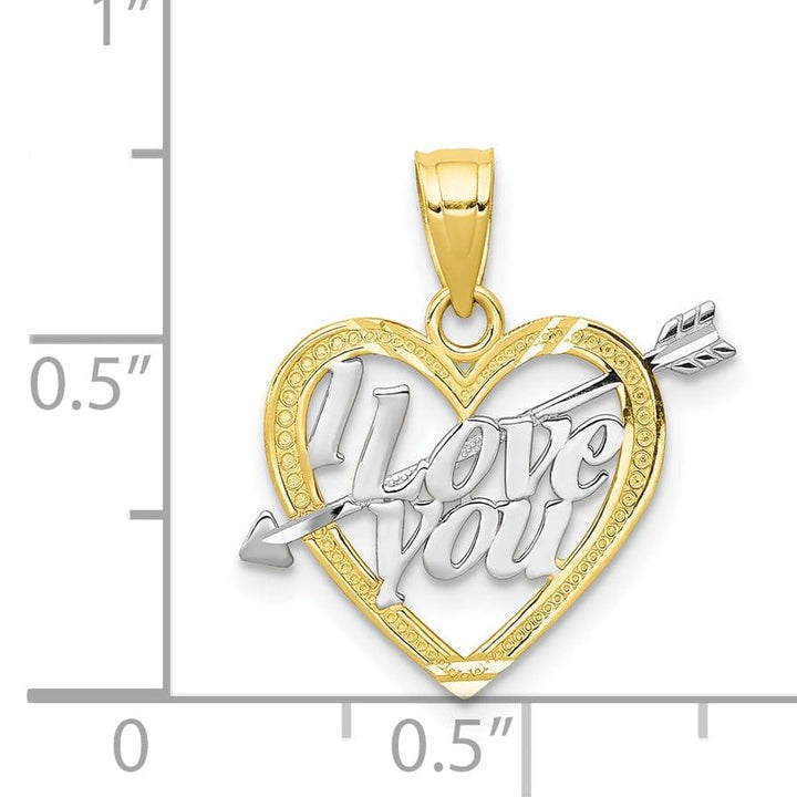Lovely Rita's Pendants & Charms 10k Two Tone Gold Cupid Arrow I Love You Charm