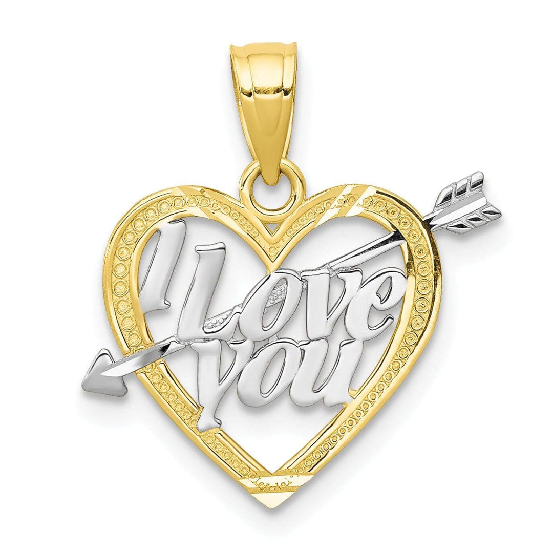 Lovely Rita's Pendants & Charms 10k Two Tone Gold Cupid Arrow I Love You Charm
