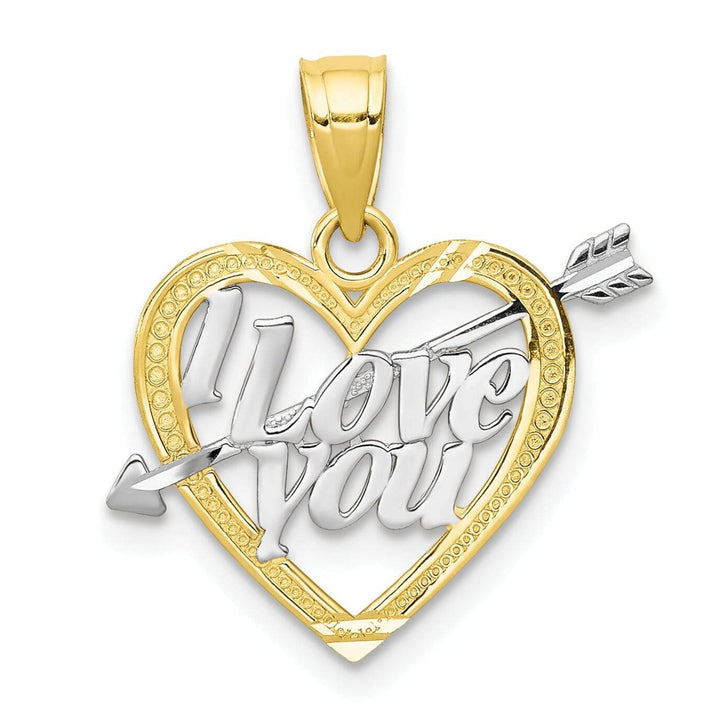 Lovely Rita's Pendants & Charms 10k Two Tone Gold Cupid Arrow I Love You Charm