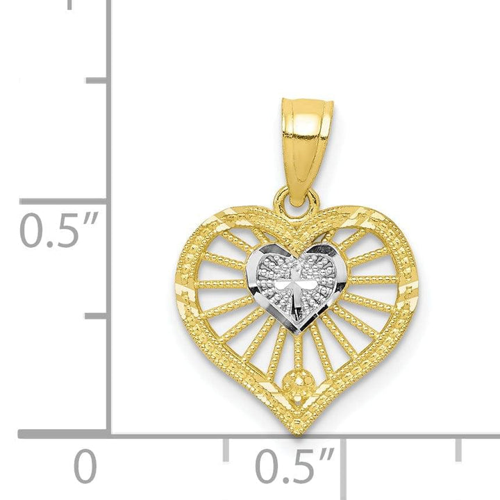 Lovely Rita's Pendants & Charms 10k Two Tone Gold D.C Heart with Cross Pendant