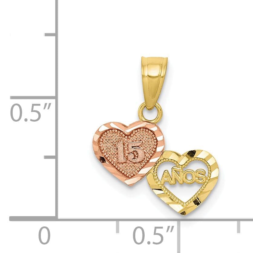 Lovely Rita's Pendants & Charms 10K Two Tone Gold Double Heart Anos 15 Pendant