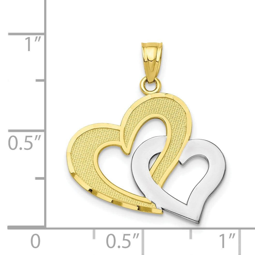 Lovely Rita's Pendants & Charms 10k Two Tone Gold Double Heart Charm Pendant