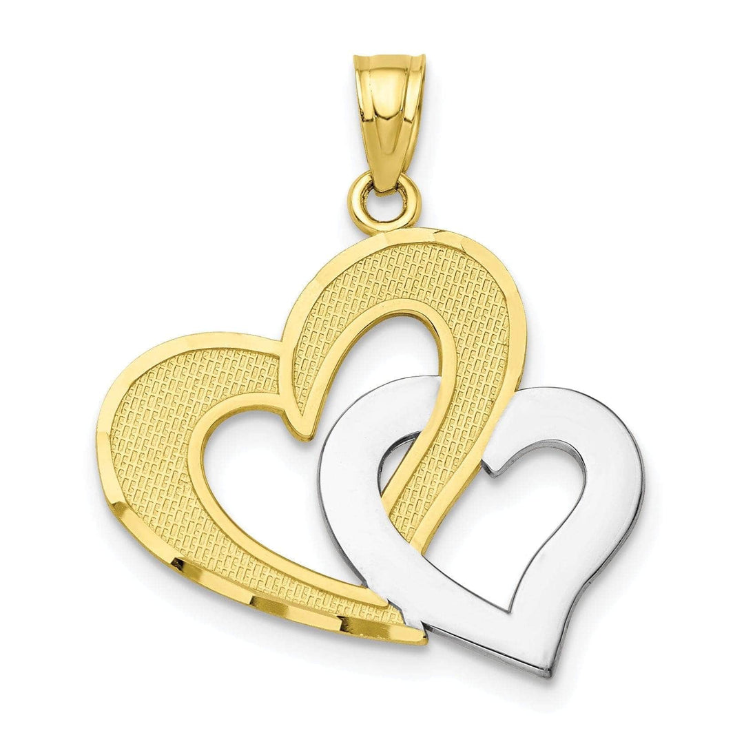 Lovely Rita's Pendants & Charms 10k Two Tone Gold Double Heart Charm Pendant